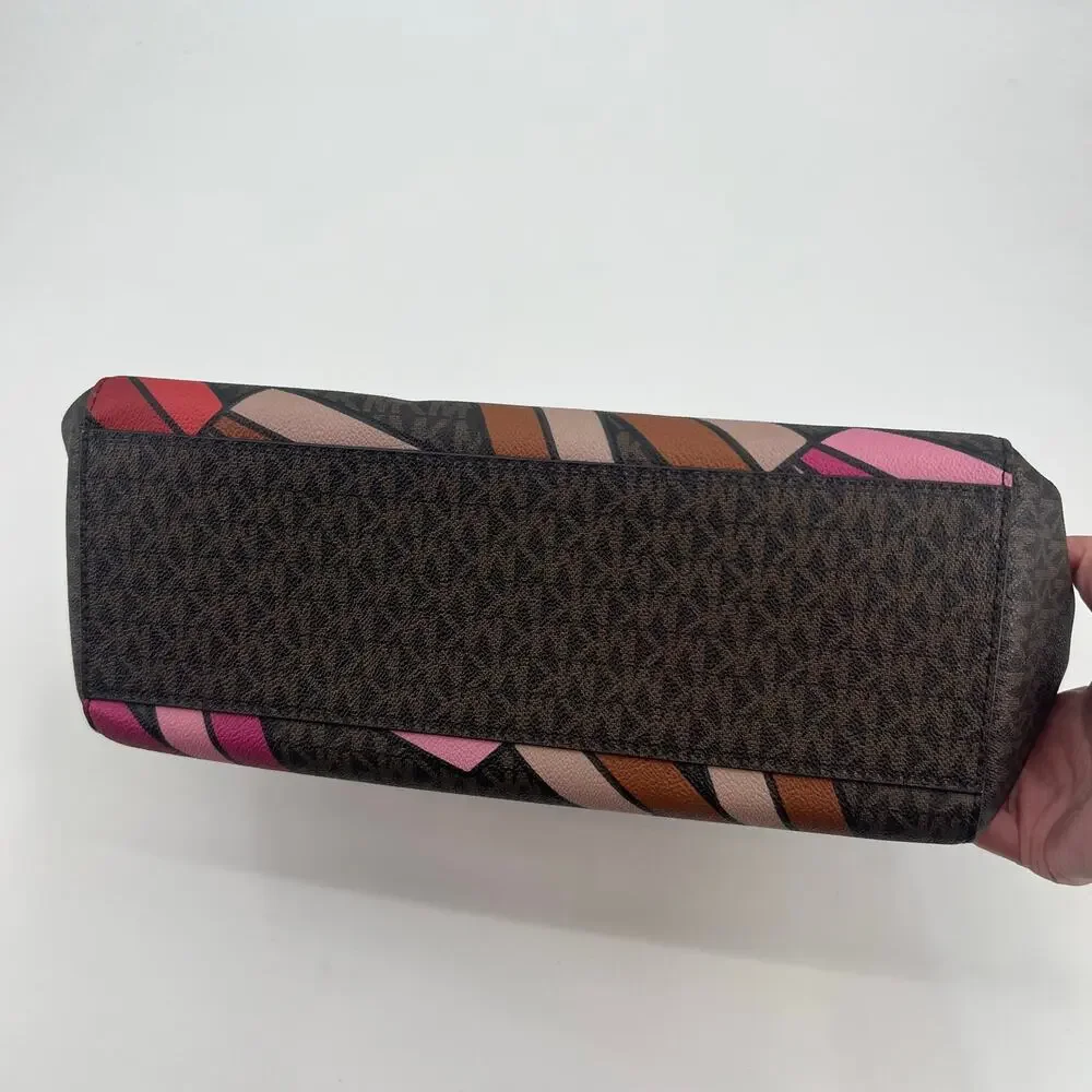 Michael Kors Sinclair Brown Multi Tote & matching Wallet limited edition pink